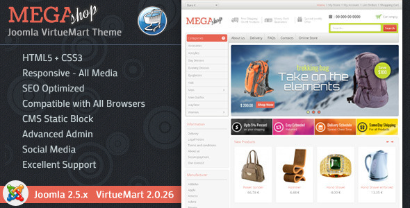 Mega Shop v2.0.26 - шаблон интернет-магазина для Joomla