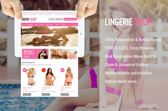 Lingerie Store - тема Magento с адаптивной версткой