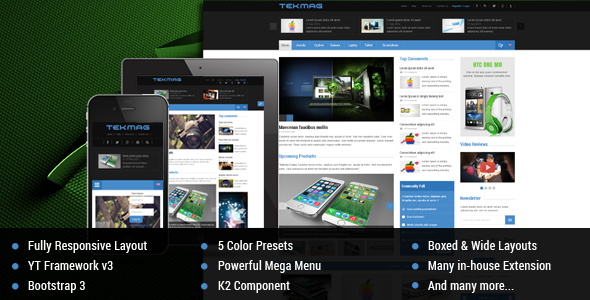 Tekmag – новостная / журнальная тема Joomla