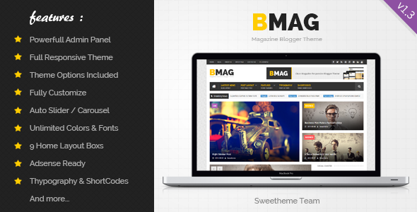 BMAG v1.3.3 - журнальный шаблон Blogger с адаптивной версткой