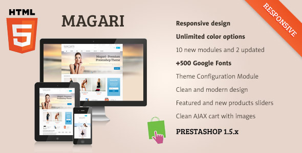 Magari – шаблон Prestashop с адаптивной версткой