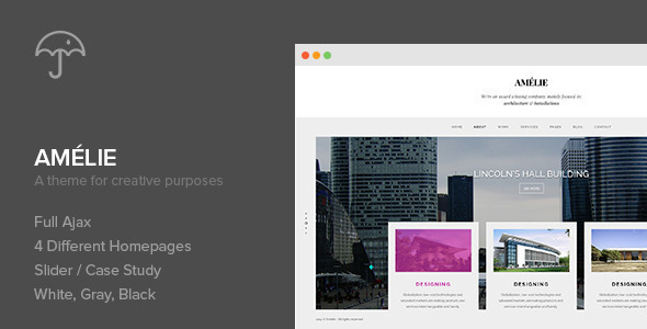 Amelie – шаблон WordPress на тему творчества или фотографии