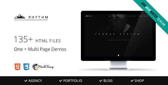 Rhythm v1.6.1 – многоцелевой одностраничный HTML шаблон
