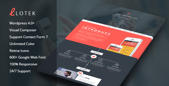 Lotek - одностраничная тема WordPress
