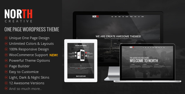 North v2.0 – одностраничный шаблон WordPress