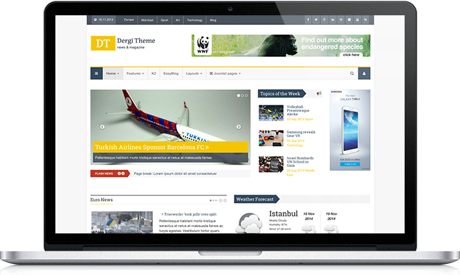 Dergi Theme v1.0.1 – новостной / журнальный шаблон Joomla с адаптивной версткой
