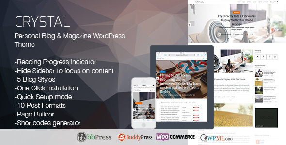 Crystal v1.5 - журнальная / блоговая тема WordPress