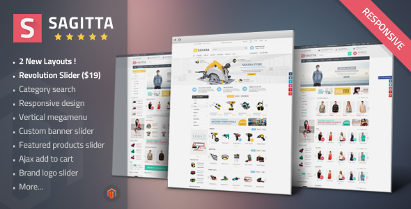 Sagitta v1.2 – мегамаркет шаблон Magento с адаптивной версткой