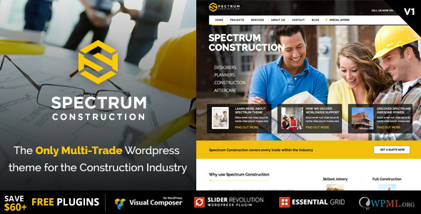 Spectrum - бизнес шаблон WordPress на тему торговли или строительства