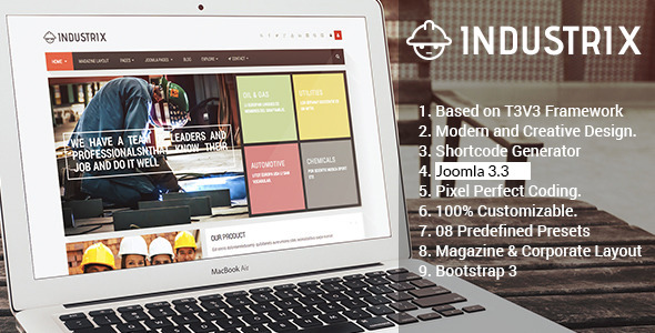 Industrix – адаптинвый бизнес шаблон Joomla