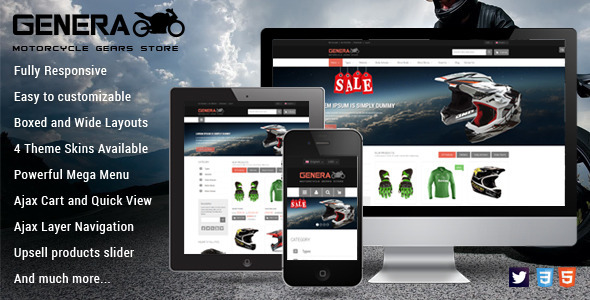 Genera v1.0.0 – адаптивный шаблон Magento на спорта