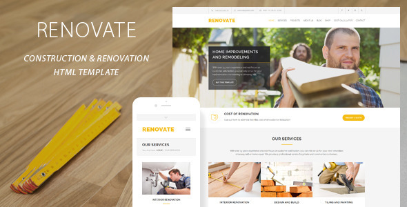 Renovate - адаптивный шаблон HTML на тему строительства