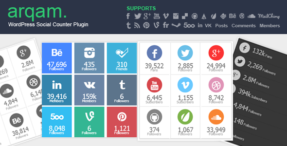 Arqam – Retina Social Counter Plugin v1.7.1